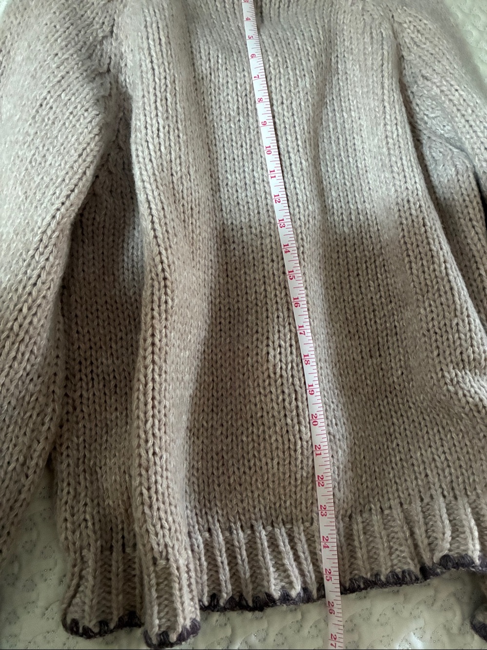 Cozy Taupe Knit Tie-Front Women's Sweater - Picture 3 of 7